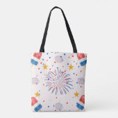 Patriotische Eis-Pop und Feuerwerksmuster | Rot-We Tasche (Rückseite)