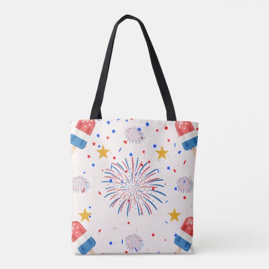 Patriotische Eis-Pop und Feuerwerksmuster | Rot-We Tasche (Rückseite)