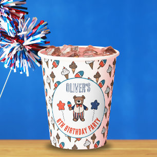 Patriotische Eiscreme Bär Geburtstagspartei Pappbecher