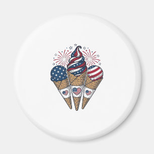 Patriotische Eiscreme-Kegel Vintage Fourth of July Magnet