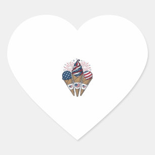 Patriotische Eistüten Vintage Fourth of July S Herz-Aufkleber