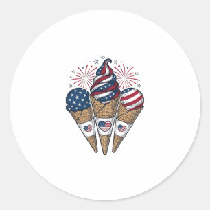 Patriotische Eistüten Vintage Fourth of July S Runder Aufkleber