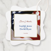 Patriotische, elegante USA Flag Gold Frame Wedding Geschenkanhänger (Rückseite)