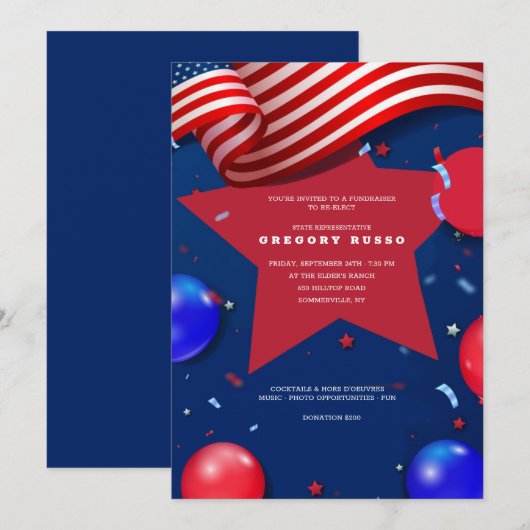 Patriotische Elemente Einladung (Vorne/Hinten)