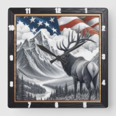 Patriotische Elsengebirgslandschaft Quadratische Wanduhr (Vorderseite)