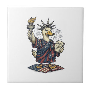 Patriotische Ente 4. Juli Vintage T-Shirt Design_ Fliese