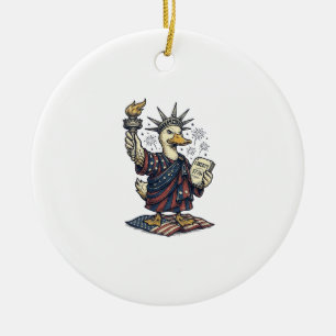 Patriotische Ente 4. Juli Vintage T-Shirt Design_ Keramik Ornament