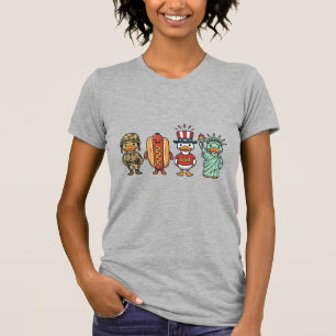 Patriotische Ente und Hot Dog Vintage Vector Shirt