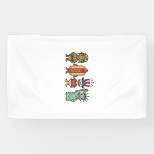 Patriotische Ente und Hot Dog Vintage Vector Shirt Banner