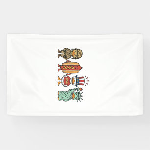 Patriotische Ente und Hot Dog Vintage Vector Shirt Banner