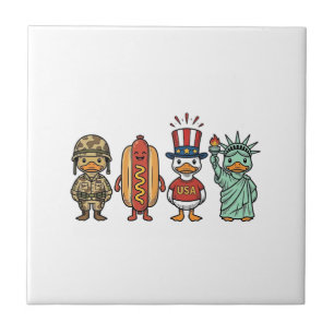 Patriotische Ente und Hot Dog Vintage Vector Shirt Fliese
