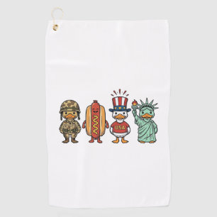 Patriotische Ente und Hot Dog Vintage Vector Shirt Golfhandtuch