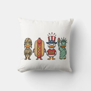 Patriotische Ente und Hot Dog Vintage Vector Shirt Kissen