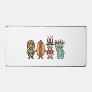 Patriotische Ente und Hot Dog Vintage Vector Shirt Schreibtischunterlage