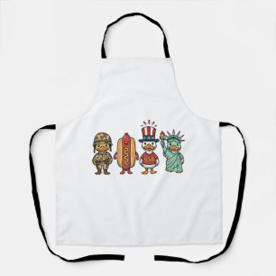 Patriotische Ente und Hot Dog Vintage Vector Shirt Schürze