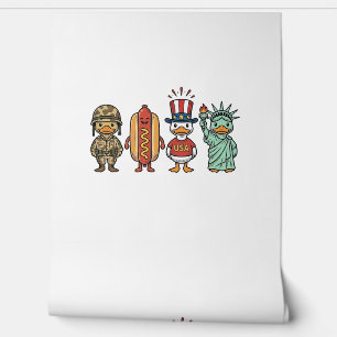 Patriotische Ente und Hot Dog Vintage Vector Shirt Tapete