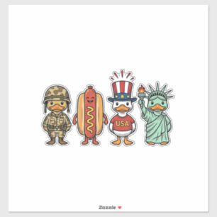 Patriotische Ente und Hot Dog Vintage Vector T-Shi Aufkleber