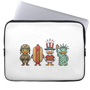 Patriotische Ente und Hot Dog Vintage Vector T-Shi Laptopschutzhülle