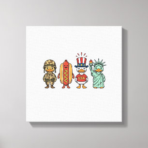 Patriotische Ente und Hot Dog Vintage Vector T-Shi Leinwanddruck