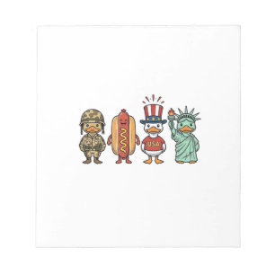 Patriotische Ente und Hot Dog Vintage Vector T-Shi Notizblock