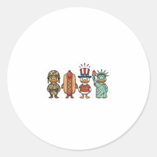 Patriotische Ente und Hot Dog Vintage Vector T-Shi Runder Aufkleber