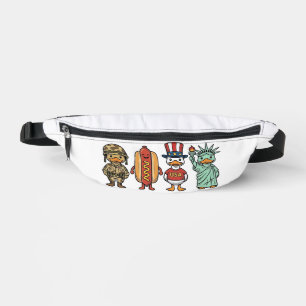 Patriotische Ente und Hot Dog Vintage Vektor Shirt Bauchtasche