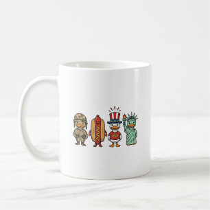 Patriotische Ente und Hot Dog Vintage Vektor Shirt Kaffeetasse