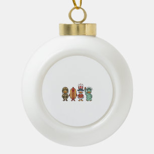 Patriotische Ente und Hot Dog Vintage Vektor T-Shi Keramik Kugel-Ornament