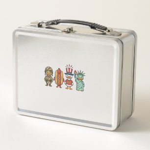 Patriotische Ente und Hot Dog Vintage Vektor T-Shi Metall Brotdose