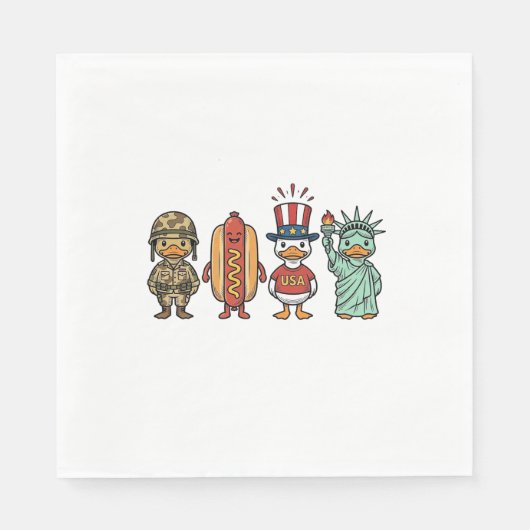 Patriotische Ente und Hot Dog Vintage Vektor T-Shi Serviette (Vorderseite)