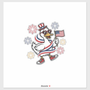 Patriotische Enten-Vintage-Stich T-Shirt Design_1 Aufkleber
