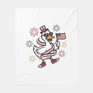 Patriotische Enten-Vintage-Stich T-Shirt Design_1 Fleecedecke