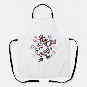 Patriotische Enten-Vintage-Stich T-Shirt Design_1 Schürze