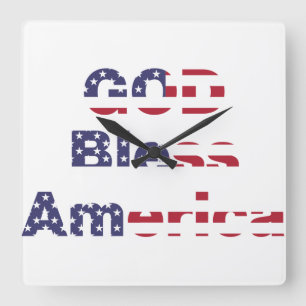 Patriotische Erbwanduhr - Fettes Gott segne die US Quadratische Wanduhr