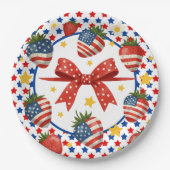Patriotische Erdbeeren Pappteller (Vorderseite)