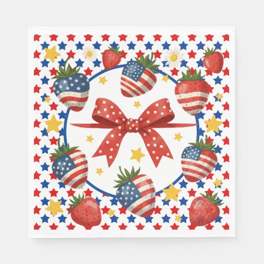 Patriotische Erdbeeren Servietten (Vorderseite)