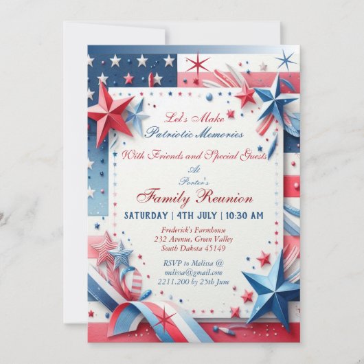 Patriotische Erinnerungen Gewerkschaft US Flagge Einladung (Vorderseite)