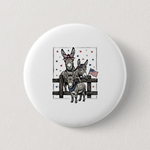 Patriotische Esel Vintage 4. Juli Shirt-Design Button