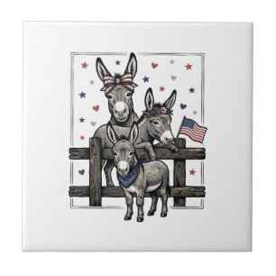 Patriotische Esel Vintage 4. Juli-Shirt-Design Fliese