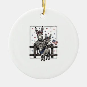 Patriotische Esel Vintage 4. Juli-Shirt-Design Keramik Ornament