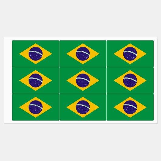 Patriotische Etiketten mit brasilianischer Flagge (Blatt)