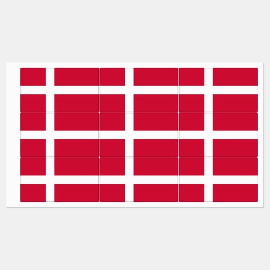 Patriotische Etiketten mit dänischer Flagge (Blatt)