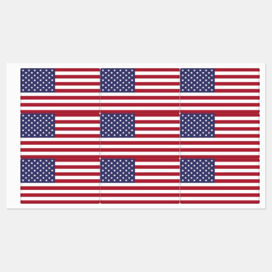 Patriotische Etiketten mit der Flagge der USA (Blatt)