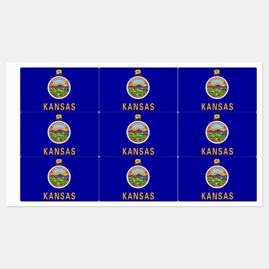 Patriotische Etiketten mit der Flagge des Kansas-S (Blatt)