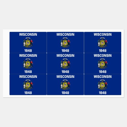 Patriotische Etiketten mit der Flagge des Wisconsi (Blatt)