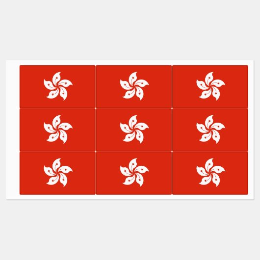 Patriotische Etiketten mit der Flagge Hongkongs (Blatt)