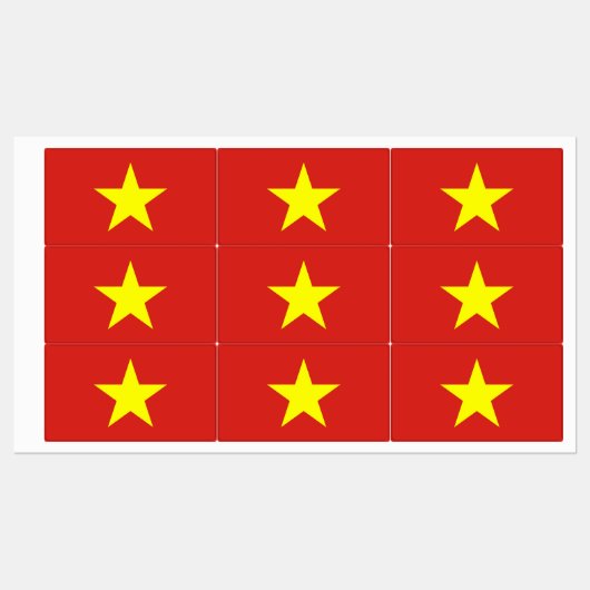 Patriotische Etiketten mit der Flagge Vietnams (Blatt)