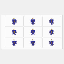 Patriotische Etiketten mit der Flagge von Massachu