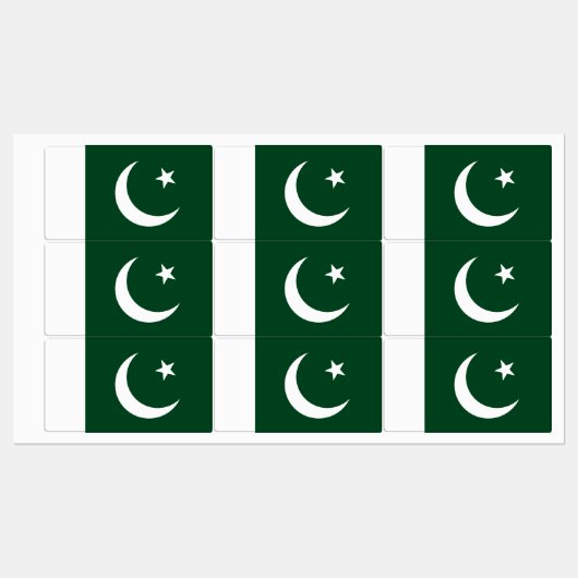 Patriotische Etiketten mit pakistanischer Flagge (Blatt)