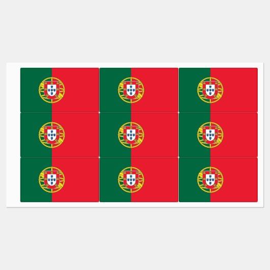 Patriotische Etiketten mit portugiesischer Flagge (Blatt)